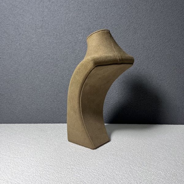 ROHS Mannequin Bust Jewelry Display Coffee Microfiber Necklace Stands Displays