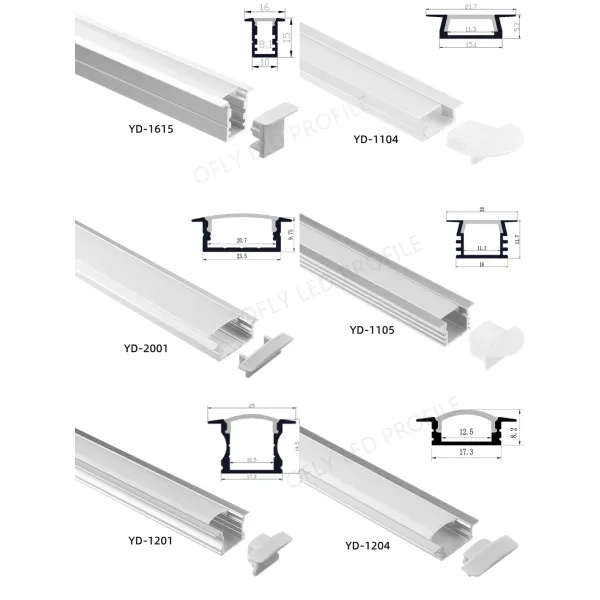 6063 T3-T8 Aluminum Alloy Recessed LED Profile with Anodized Surface and Customized Length for Floor Lighting