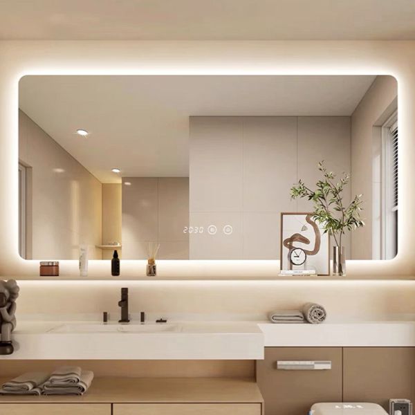 Luxury LED Bath Mirror Touch Switch Premium Modern Rectangular Square Design for Elegant Hotels Apartments Villas Hot Selling