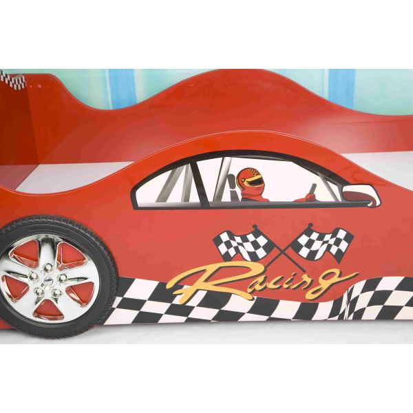 Cartoon Bedroom / Kids Playroom Furniture Children Racing Car Bed With LED Lights