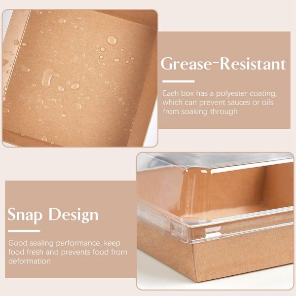 Caja Bento conveniente para restaurantes de comida rápida hecha de papel Kraft de calidad alimentaria