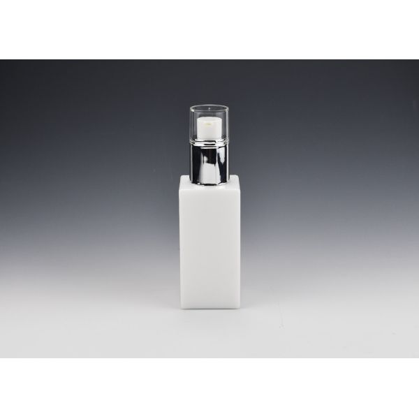 Custom 2OZ 60ml Square Opal White Glass Cosmetic Bottles, Luxury Skincare Bottle High Quality Glass Bottle Manufacturers