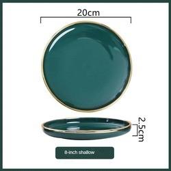 Hot Sale Exquisite Life High Quality Gold Frame Dark Green Home Porcelain Dinner Set Ceramic Tableware Set