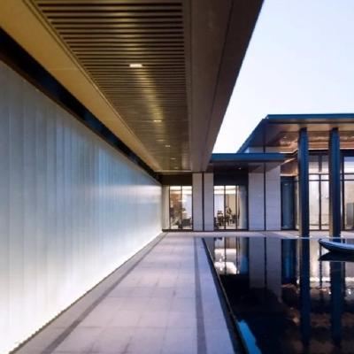 6mm U Shape Tempered Clear Frosted Glass Curtain Facade With Interlining Drawings