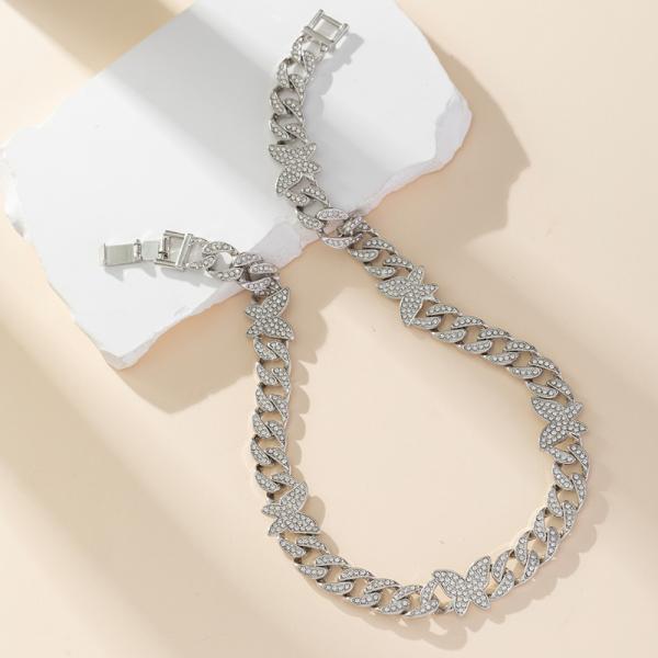 Fashion Hip Hop Butterfly Link Necklace Hiphop Cuban Chain Necklace For Women Men Gifts