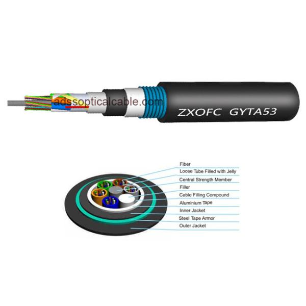 96 Core Duct Fiber Optic Cable GYTA53 Anti Bending Direct Buried Application