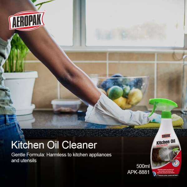 Aeropak 500ml Custom Kitchen Grease and Smoke Cleaner Spray Quick Removal Heavy Oil Stains OEM & ODM Product