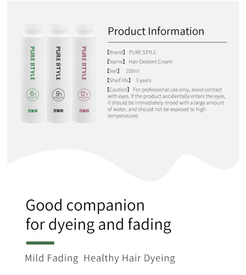 6% 9% 12% Oxidant Hair Developer Cream 100ml for Hair Color Fading Natural Hair Peroxide Cream OEM Hair Color Manufacturer