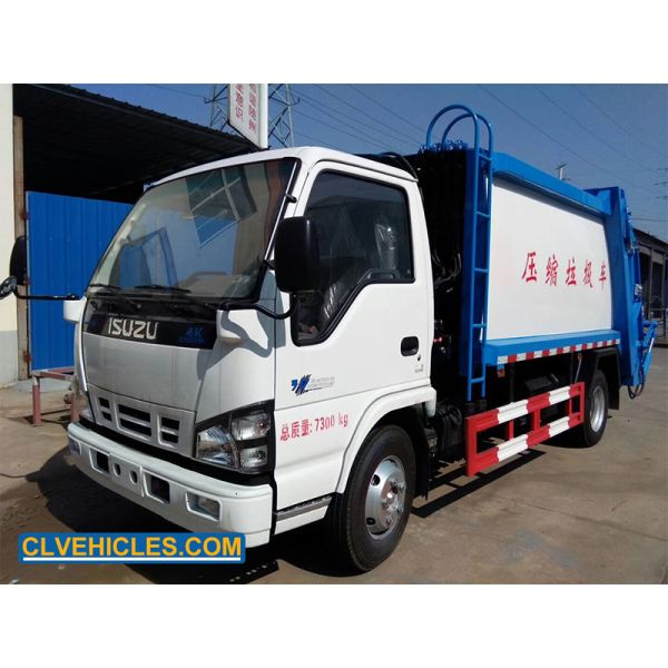 ISUZU 600P 7CBM Automatic Garbage Truck Power Steering Hydraulic Lift