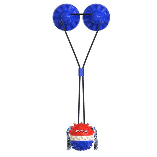 A Style Reinforced Sucker Rope Ball Dog Toy Bright Yellow Lake Blue