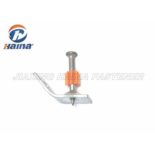 Round Head Steel Concrete Nails Alloy Steel Shoot Nails With Orange Washer