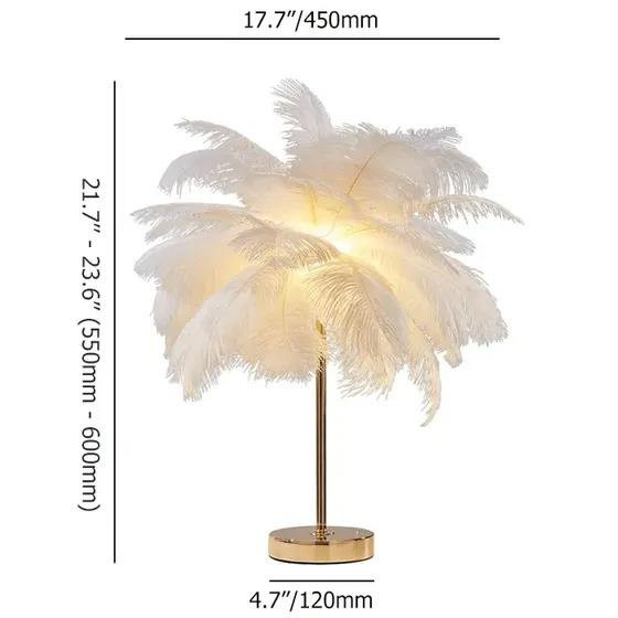 Lámpara de mesa decorativa de la pluma blanca de la lámpara de mesa de Dimmable de la carga por USB