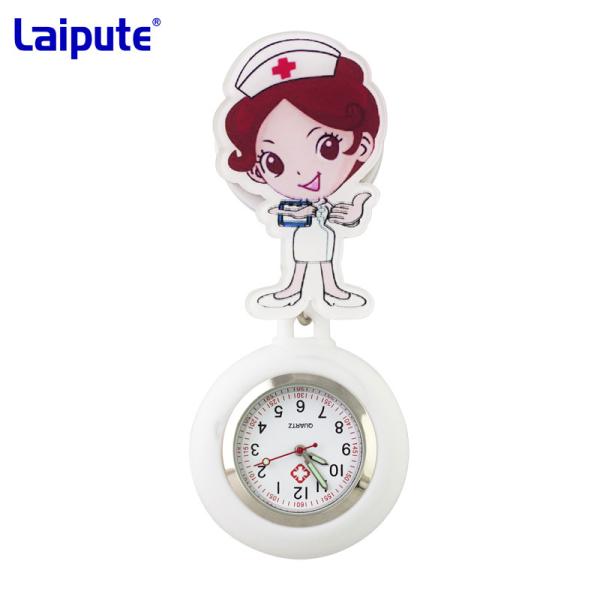 Silicone Strap 41mm Nurses Clip On Fob Watch Waterproof Retractable Nurse Watch