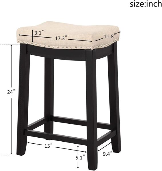 Nailhead Studs Padded Counter Stools For Kitchen Dining Room Coffee Bar Pub