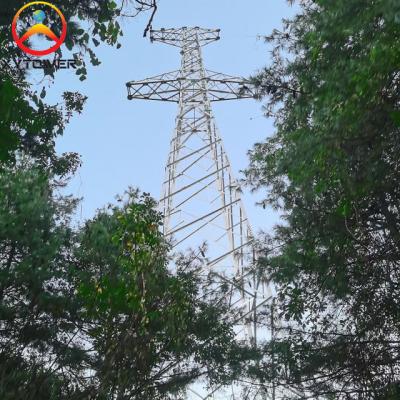 Galvanized Q235/Q355 Angle Steel Single Circuit Lattice Electrical Transmission Pylon Tower