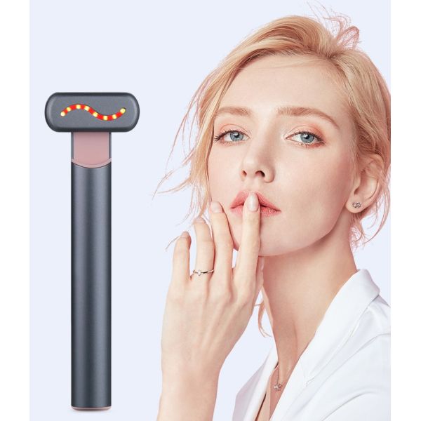 Красный фотон массажер для глаз против морщин Ручка Вибрационный нагрев Устройство для лечения мешков под глазами