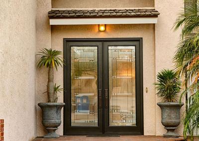 Anti Deformation Exterior Wood Doors With Glass , Simple Main Door Designs For Home