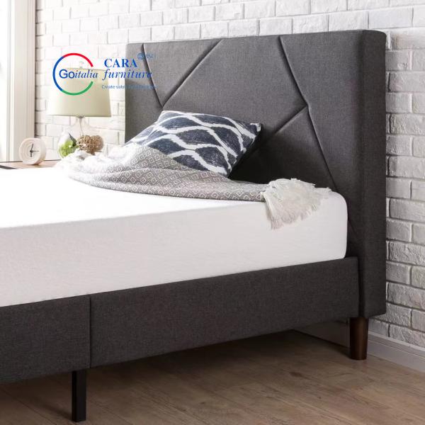 12288 Comfortable Dark Grey Double Bed Frame Luxury Modern King Size Bed For Hotels