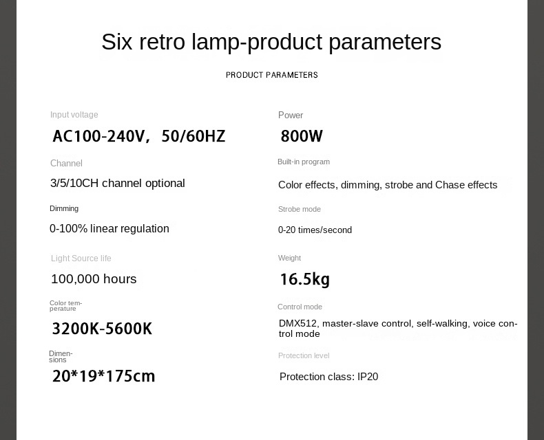 6-Pixel Flash Effect 100W Warm White Induction Lamps Stage Lights Background Atmosphere Spotlights Aluminum Lamp Body Daylight