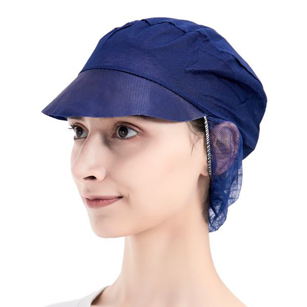 Hubei Haixin Disposable Peaked Worker Cap Fom Food Industry Factory Hot SellingPP SMS Worker Hair Net Snood Peaked Cap Mesh Cap