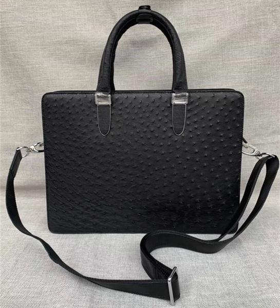Authentic Real Ostrich Skin Men's Large Briefcase Laptop Purse Bag Genuine Exotic Leather Male Working Portfolio Handbag