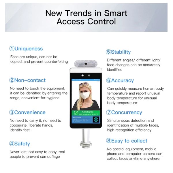 Android 7,1 termômetros do infravermelho do controle de acesso do leitor de Rfid