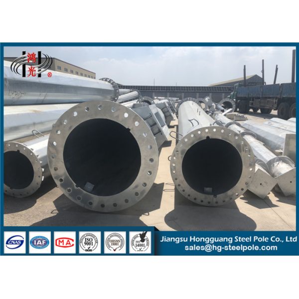 Polygonal Conical Q235 Galvanized Metal Pole With Climbing Rung And Anchor Bolt