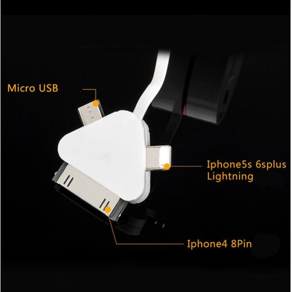 2017 new design Round shape extended multi usb cable 3in1original micro usb data cable