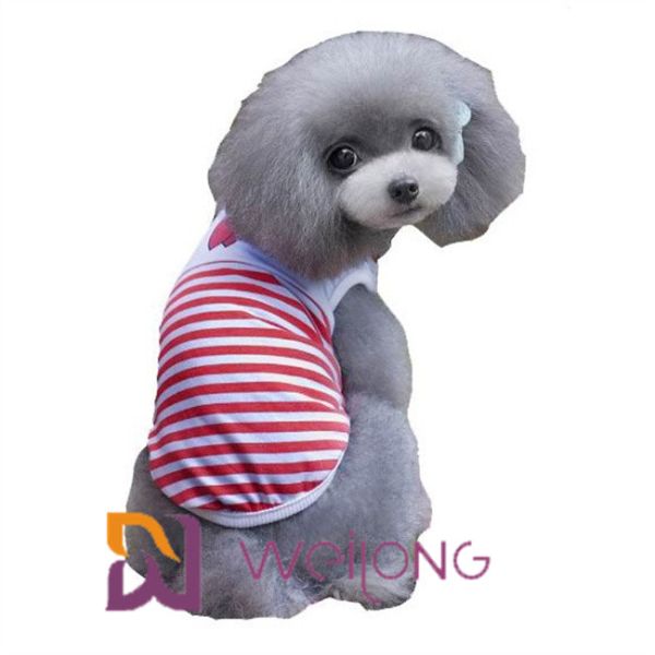 Customized Digital Print Sailor Anchor Stripe Pet T Shirt For Puppy 100% Cotton