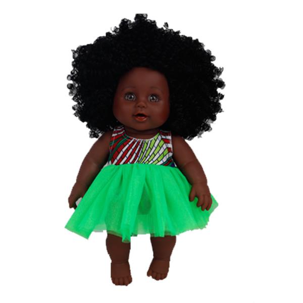 Hand Rooted Mohair Black Doll Realistic 12 Inch Black Baby Dolls For Kids Gift