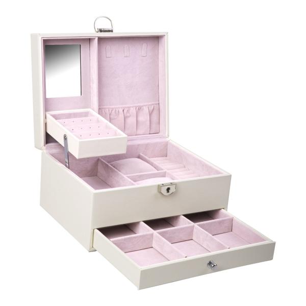 Medium Open Way Clamshell PU Leather Jewelry Set/Ring/Eearring/Necklace/Bracelet/Watch Storage Box for and Luxury Jewelry