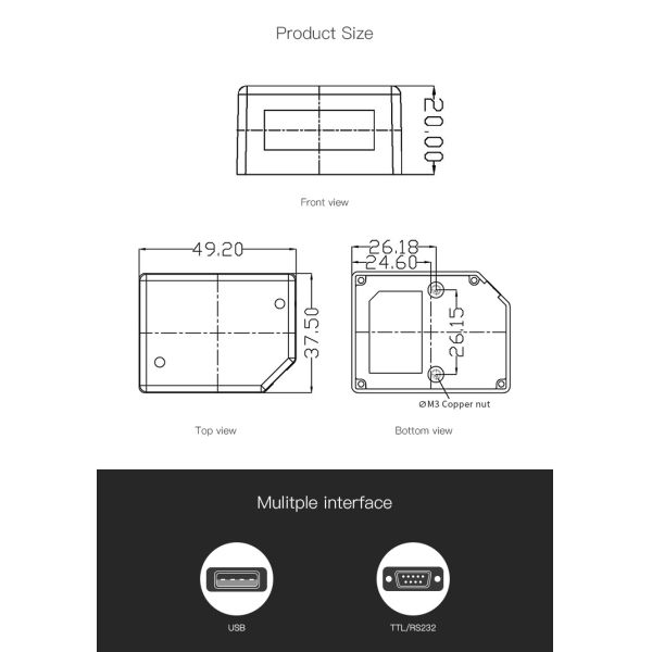 DF3100 1D Fixed Mount Scanner High Reading Precision Visible Red Light for All Barcodes