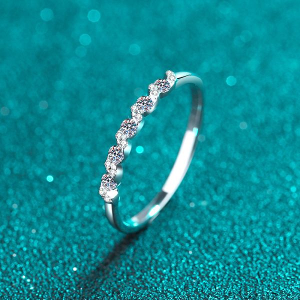 Anneaux en acier inoxydable argenté 925 or moissanite diamant femmes bagues de mariage