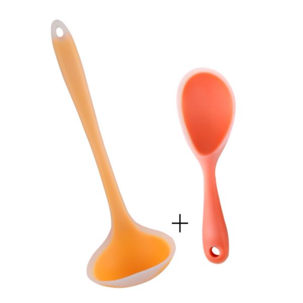 Family Silicone Rice Spoon With Non Stick Rice Shovel Spoon Two Piece Set