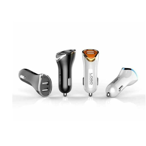 Portable Universal High Power Usb Car Charger 3.1a Fast Dual Usb Ports Black Silver Color