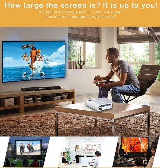 1200 Lumens 800x480 HDMI/AV/VGA/USB Input LED Video Projector HD Home Theater Projector