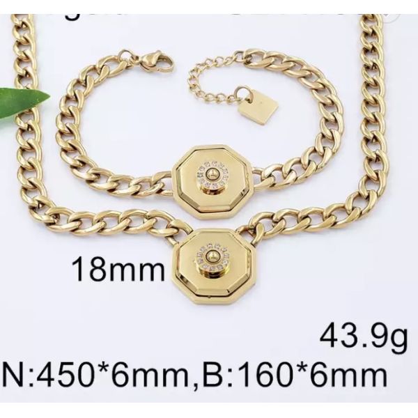 3 Piece Stainless Steel Jewelry Set Hexagon Cornucopia Gold Plated Bracelets