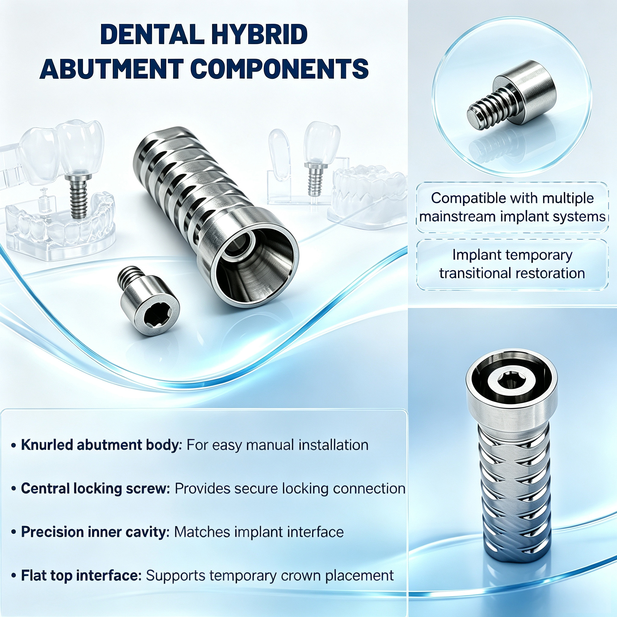 Customized TC4 Titanium Alloy Composite Temporary Abutment With Fixation Screw