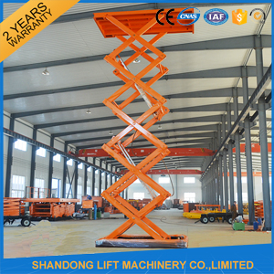 Warehouse or Home Stationary Hydraulic Scissor Lift Cargo Scissor Lift , Orange Blue