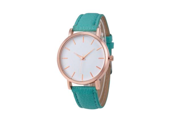 Waterproof Genuine Leather Stainless Steel Ladies Watch Rose Gold Case Color