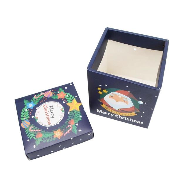 Bote de regalo personalizado de Navidad de papel negro joyería anillos de cartón con logotipo personalizado