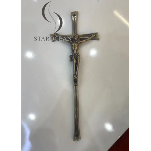 Customizable Antique Brass Metal Funeral Cross 39*15cm SGS Certified ZJ-01