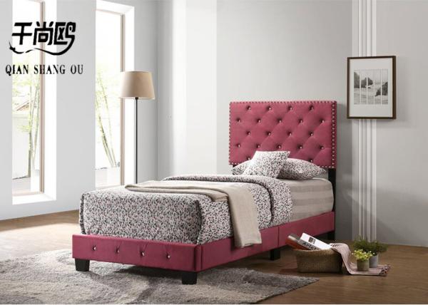 Gorgeous Fabric Upholstered Beds 160*200cm With Crystal Buttons