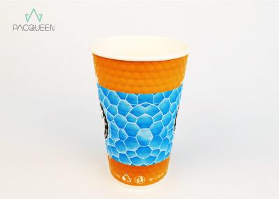 Single Wall Custom Paper Drinking Cups Unique Diamond Patterned Water Based Ink