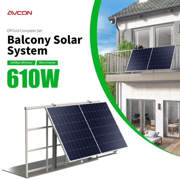 Avcon 800W-1000W Balcony Solar Monocrystalline Solar Panel Kit with MPPT Controller 220V Micro Inverter Complete Home System