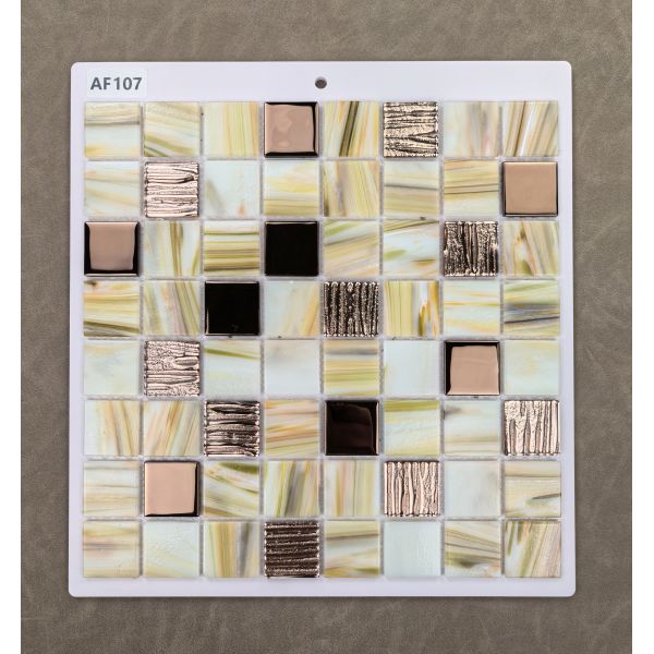 Firebrick and Anti-slip 304x304mm Interior Wall Glass Mosaics For Building and Swimming Pool