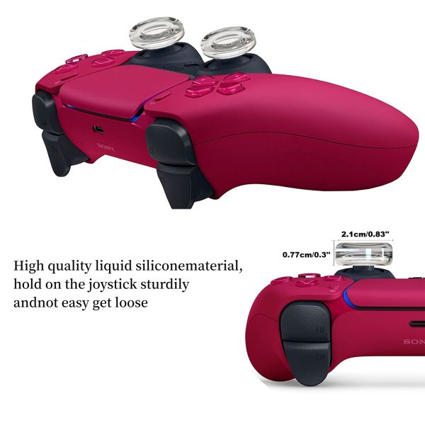 High Transparency Crystal Clear Liquid Silicone Thumbstick Grip Caps for PS5 Xbox