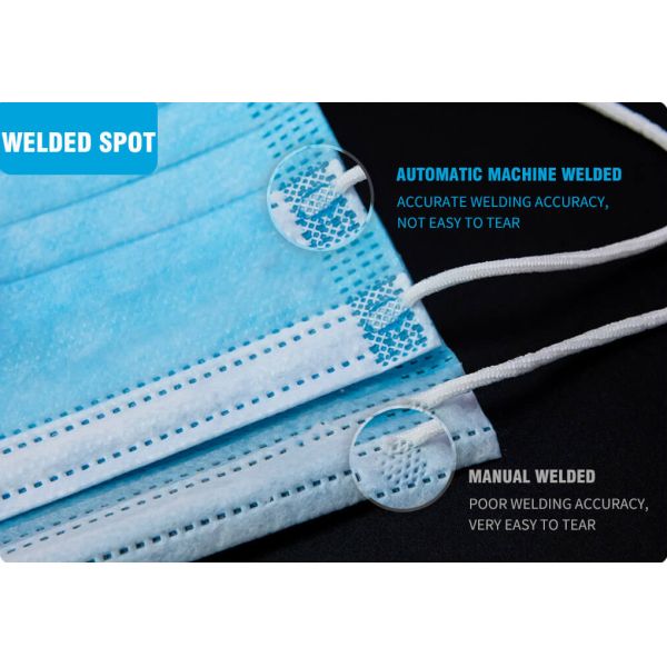 SJ OEM Wholesale Blue surgical mask supplier 3 layers disposable cotton earloop face mask medical