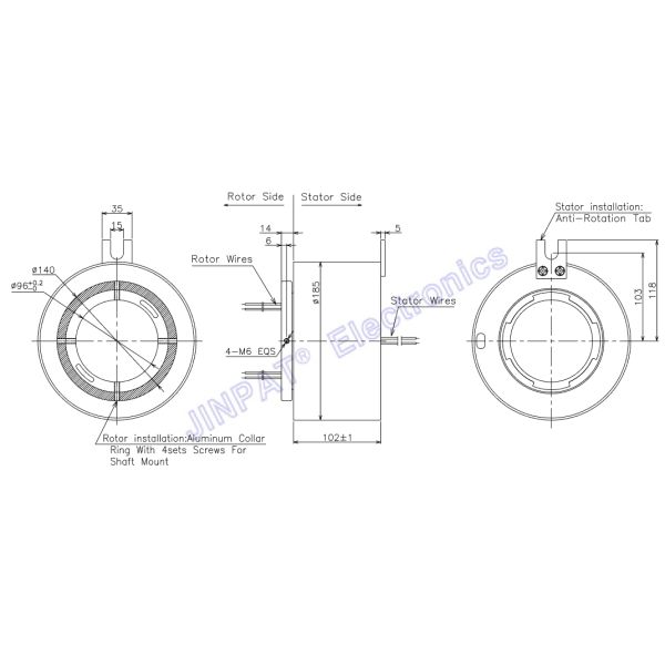 LPT096 300 оборотов в минуту через отверстие скользящего кольца внутренний диаметр 96 мм