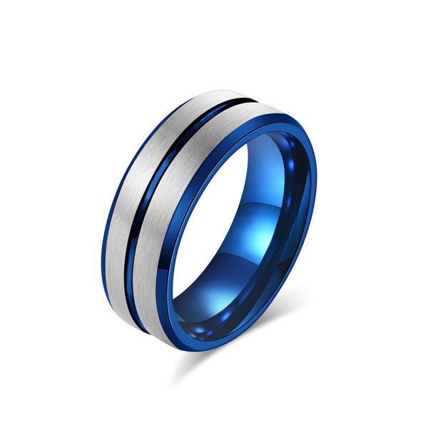 Hot Selling 8mm Slotted Tungsten Steel Ring Ring Men's Niche High-End Vacuum Plated Two-Color Tungsten Gold Jewelry Tstk002sb